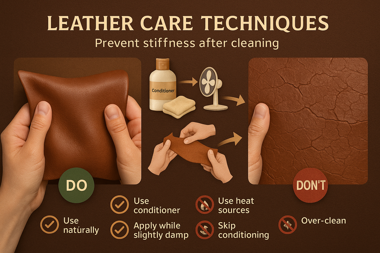 Preventing stiff leather after cleaning